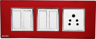 Dewon Electric 6 Module Red Switch Plate | Modular Cover Frame | Durable Polycarbonate Wall Plate