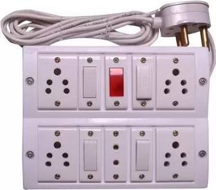 supriya Electrical 5 Socket 4 (3 pin)+1 (2 pin) Extension Board (3 miter wair) (White) Wall Plate