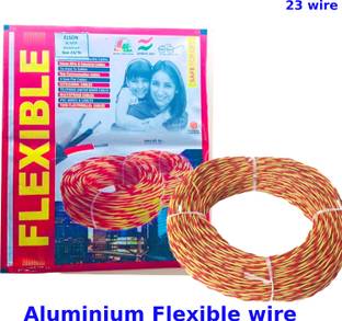 ELSON 23/76 (91 MTR) Flexible Double Core Electrical Wire Twisted Aluminium PVC Wire 1 sq/mm Red, White 91 m Wire