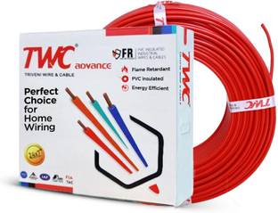 TWC Advance Single Core FR PVC Insulated Electric Wire For Home, Building & Industry 1 sq/mm Red 90 m Wire