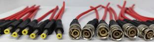 TRICOM Tri-Com Combo DC/BNC Copper Connector 2.1mm Barrel Jack - 18CM and Pack of 10 Pc 1 sq/mm Red 0.2 ft. Wire