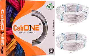 CabONE 0.75 sq/mm 90 MTR FR PVC Multi Strand Electrical Wire Cable Pack of-2 0.75 sq/mm White 300 ft. Wire