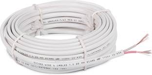 Oxcord Twin Flat 1 mm 2 Core Copper wire 45 feet 1 sq/mm White 45 ft. Wire