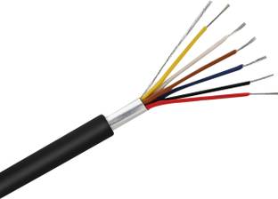 kathiriyas 6 CORE DRAIN WIRE SHIELEDED CABLE 1 sq/mm Black 100 ft. Wire