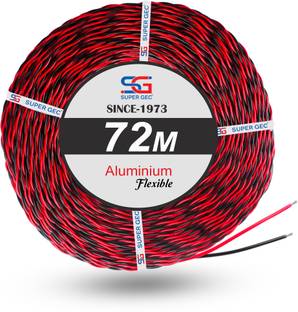 SUPER GEC Paras 14/76 PVC Flexible Twisted Aluminium Wire 0.25 sq/mm Red, Black 72 m Wire