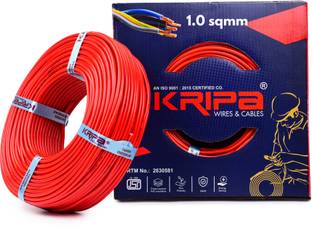 kripa 1.0 sqmm Copper Multi Strand House Fitting FR PVC Lite Electric Wire Cable 10No. 1 sq/mm Red 91 m Wire