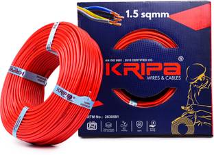 kripa 1.5 sqmm Copper Multi Strand House Fitting FR PVC Lite Electric Wire Cable 10No. 1.5 sq/mm Red 91 m Wire