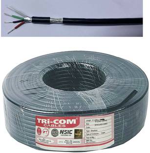 TRICOM Tinned Copper, 4-CORE Load Cell Shielded Cable, For DIY Projects 0.15 sq/mm Black 100 m Wire