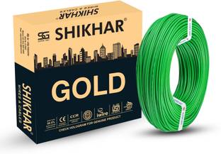 SUPER GEC SHIKHAR GOLD 1mm House Wiring Cable | FR PVC Insulated CCR Copper Wire 1 sq/mm Green 90 m Wire