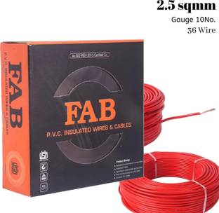 kripa FAB 2.5 sqmm FR PVC insulated Lite Single Core Copper Ftting Wire Cable 90M 2.5 sq/mm Red 300 ft. Wire