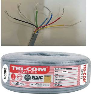 TRICOM 0.15mm Tinned Copper, (8x30 Multi 6 CORE multi Cable) 0.15 sq/mm Grey 91 m Wire