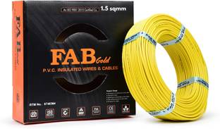 FAB GOLD COPPER 1.5 sq/mm |90 MTR |Multi Strand Electrical Wire Cable |Premium quality| 1.5 sq/mm Yellow 300 ft. Wire