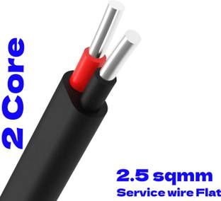 VISHWA 2.5 sqmm|2 CORE |Flat Aluminium| Cable Service |Agriculture wire |Hevy Gauge 2.5 sq/mm Black 91 m Wire