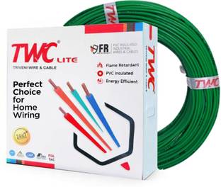 TWC Lite Single Core 0.75 sqmm Green 90 meter Electrical Wire - FR PVC 0.75 sq/mm Green 90 m Wire