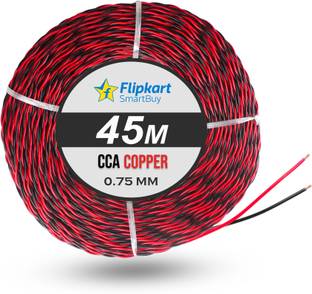 Flipkart SmartBuy 0.75mm CCA Copper 2 Core Flexible Electric Wire | 1100V FR PVC Insulated 0.75 sq/mm Red, Black 45 m Wire