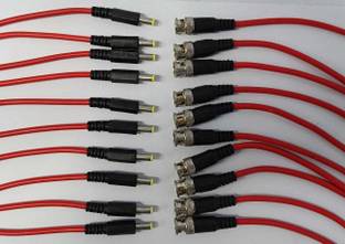 RMX Double BNC/DC Connector with Copper Heavy Moulded 2.1mm - 18CM and Pack of 20 Pc 0.01 sq/mm Red 0.06 m Wire