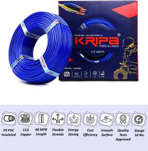 kripa 1.0 sqmm Copper Multi Strand House Fitting FR PVC Lite Electric Wire Cable 10No. 1 sq/mm Blue 91 m Wire