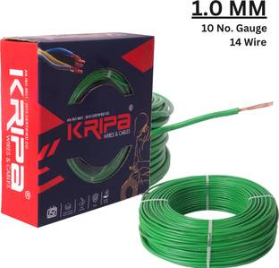 kripa 1.0 sq/mm (91 Metres) Multi Strand House Wire FR PVC (10 Gauge) 1 sq/mm Green 300 ft. Wire