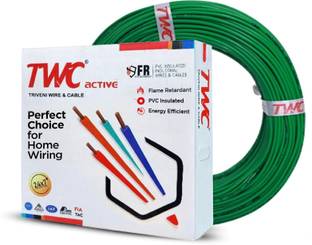 TWC Active Single Core Electric PVC Copper Wire For Domestic & Industrial purpose 1 sq/mm Green 90 m Wire