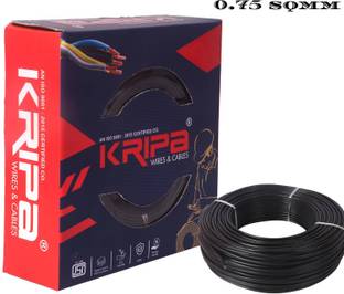 kripa 0.75 sq/mm (91 Metres) Multi Strand House Wire FR PVC (10 Gauge) 0.75 sq/mm Black 300 ft. Wire