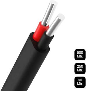 VISHWA 10 sqmm |2 CORE Flat| Aluminium Cable| Service Agriculture wire Hevy Gauge 10 sq/mm Black 91 m Wire