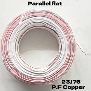 kripa 23/76 Twin Parallel Flat Copper Speaker wire for heavy duty flexible wires 0.75 sq/mm White 91 ft. Wire