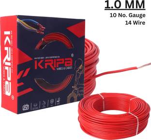 kripa 1.0 sq/mm (91 Metres) Multi Strand House Wire FR PVC (14 Wire) House Fitting 1 sq/mm Red 300 ft. Wire