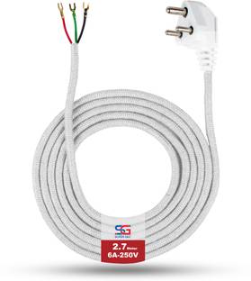 SUPER GEC Multi Purpose Iron Press Power Cord | 3 Pin Top 6A 250V | 1.5 sq/mm White 2.7 m Wire