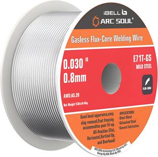 iBELL ARC SOUL 1 KG - (0.8 Mm) Mild Steel Mag Flux Core Welding Wire, E71-GS 1 sq/mm Silver 0 ft. Wire