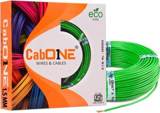 CabONE COPPER 1.5 sqmm |90 MTR| FR PVC| Multi Strand| Electric Electrical Wire Cable 1.5 sq/mm Green 300 ft. Wire