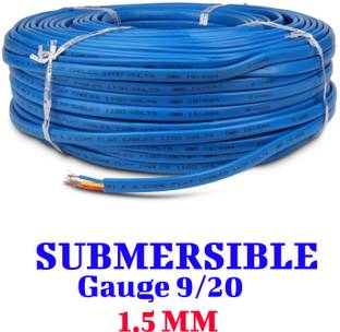 ELSON 1.5 MM 3 Flat CORE Submersible Cable for Submersible Pump/Borewell 1.5 sq/mm Blue 91 m Wire