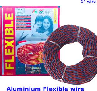 ELSON 14/76 (91 MTR) Flexible Double Core Electrical Wire Twisted Aluminium PVC Wire 0.75 sq/mm Red, Black 91 m Wire