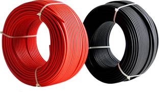 DeHMY Solar DC Cable Tinned Copper UV Protected, XLPO Jacket Solar DC Cable 4 sq/mm Black, Red 5 m Wire