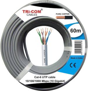 TRICOM Full Copper cat 6 for outdoor networking cable 1 sq/mm Grey 60 m Wire