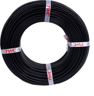 TWC Lite Single Core 4 sqmm Black 90 meter Electrical Wire - FR PVC 4 sq/mm Black 90 m Wire