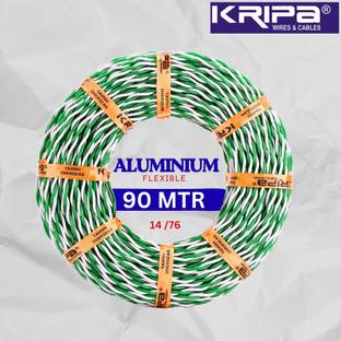 kripa 14/76 PVC Flexible Twisted Aluminium Wire 2 Core Electric Wire|90 MTR|FR PVC| 0.5 sq/mm Green, White 300 ft. Wire