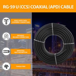 D25 30 METER 23AWG Pure Copper 3+1 CCTV Camera Coaxial Cable For High-Speed Signal 1 sq/mm Black 30 m Wire