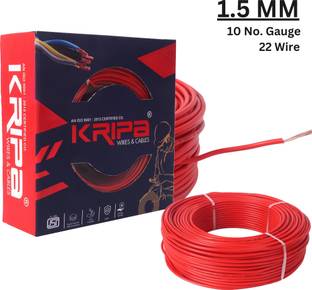 kripa 1.0 sqmm Copper Multi Strand House Fitting FR PVC Lite Electric Wire Cable 10No. 1 sq/mm Red 91 m Wire