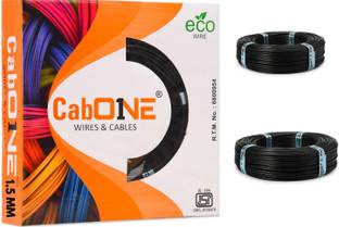 CabONE 1.5 sq/mm 90 MTR FR PVC Multi Strand Electrical Wire Cable Pack of-2 1.5 sq/mm Black 300 ft. Wire