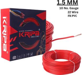 kripa 1.5 sqmm Copper Multi Strand House Fitting FR PVC Lite Electric Wire Cable 10No. 1.5 sq/mm Red 91 m Wire