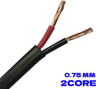 ELSON 0.75 mm x 2 Core Multi Round Core Copper Cable AC wire Multi Purpose of usage 0.75 sq/mm Black 91 m Wire