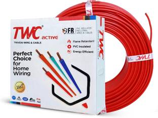 TWC Active Single Core Electric PVC Copper Wire For Domestic & Industrial purpose 6 sq/mm Red 90 m Wire