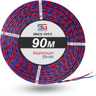 SUPER GEC 10/76 Flexible Double Core Electrical Wire Twisted Aluminium PVC electrical wire 0 sq/mm Blue, Red 90 m Wire