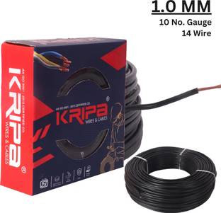 kripa 1.0 sqmm|FR PVC|Copper insulated |Lite Single Core| House Ftting Wire Gauge 10| 1 sq/mm Black 300 ft. Wire
