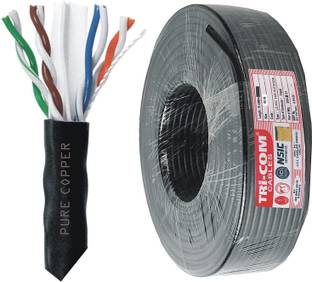 kathiriyas Copper 650MHz PoE++ RJ45 UTP Cat-6/Fluke Tested /10/100/1000 Mbps (10 Gigabit) 2 sq/mm Black 10 m Wire