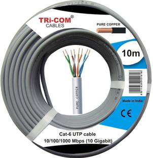 TRICOM Full Copper cat 6 for outdoor networking cable 1 sq/mm Grey 10 m Wire