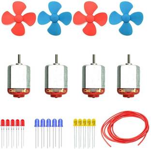 Grahikum 4X Dc Motor / 4X Propeller / 1M Wire / 5 Led (Red) for Science Project Electronic Components Electronic Hobby Kit