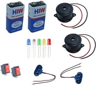 77Q 6-9v Buzzer,9v Battery,Switches,Led diode,Battery snapper project kit Electronic Components Electronic Hobby Kit