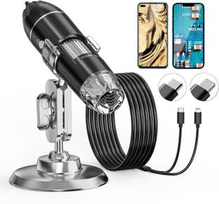 microware USB Digital Microscope with Stand,50x-1600x 8 LED Compatible with iOS & Android Educational Electronic Hobby Kit
