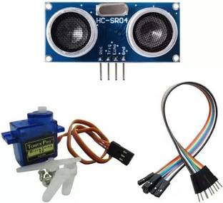 AlphaCore Ultrasonic Sensor Module With SG90 Servo Motor and 10 pc Male-Female Jumper Wire Electronic Components Electronic Hobby Kit